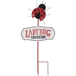 NORTHLIGHT Ladybug Crossing Metal Outdoor Garden Stake - 23