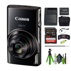 CANON Compact Digital Camera Ixy 650 12X Optical Zoom Ixy650 With 64GB Card And Tripod Bundle In Black