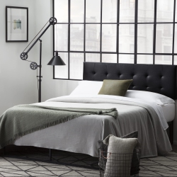 EDENBROOK Hawthorne Faux Leather Headboard Platform, Queen In Black