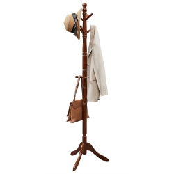 VASAGLE Coat Rack, Solid Wood Coat Stand, Free Standing Hall Coat Tree With 10 Hooks, Dark Walnut Urcr03Wn