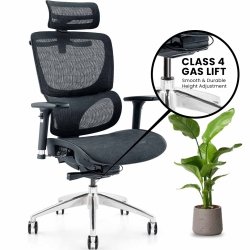 MOTIONGREY Spacemesh Ergonomic Office Chair-Comfy High Mesh Back Support \w Adjustable Armrests-Black Desk Computer Chairs Perfect for Home Gaming