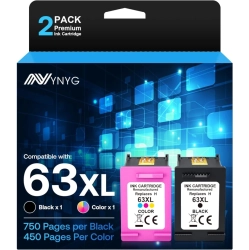 GENER 63Xl Ink Cartridges Replacement for HP 63 - Remanufactured for Deskjet 3630, Envy 4520, Officejet 3830, 4650 (Black & Tri-Color)