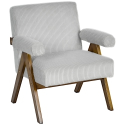 HOMCOM Accent Chair \w Wide Seat, Corduroy Upholstered Armchair, Modern Living Room Chair \w Soft Padded Armrests And Solid Wood Legs for Reading