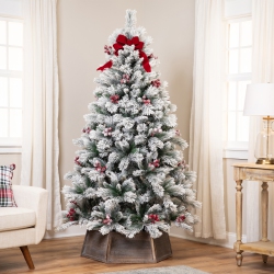 NORTHLIGHT Full Flocked Fairfield Fir Artificial Christmas Tree - 6.5' -Unlit