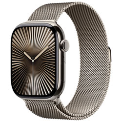 Apple Watch Series 10 (Gps + Cellulaire) Avec Boîtier De 46 Mm En Titane Naturel Et Bracelet Milanais À Rabat Naturel Par Koodo - Moyen/grand - Paiement Balance Mensuel