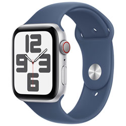 Koodo Apple Watch SE (GPS + Cellular) 44mm Silver Aluminum Case with Denim Sport Band - Medium/Large - Monthly Tab Payment