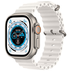 Koodo Apple Watch Ultra (GPS + Cellular) 49mm Titanium Case with White Ocean Band - Monthly Tab Payment