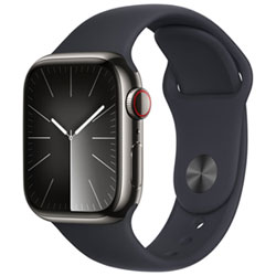 Apple Watch Series 9 (Gps + Cellulaire) Avec Boîtier De 41 Mm En Acier Inoxydable Graphite Et Bracelet Sport Minuit Par Koodo - Moyen/grand 150-200 Mm - Paiement Balance Mensuel