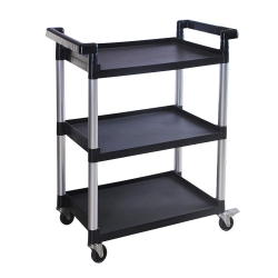 MAXWORKS 80774 3-Shelf Utility Plastic Cart With Wheels-225 Lbs Maximum Capacity In Black