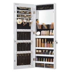 SONGMICS Jewelry Cabinet Armoire With Built-In Lighted Mirror, Wall Or Door Mount Storage Organizer Ujjc013W01 In White