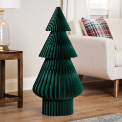 NORTHLIGHT Accordion Honeycomb Foldable Paper Christmas Tree - 3' - Dark In Green