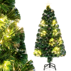 COSTWAY 4 Ft Artificial Xmas Tree With 130 Branch Tips 197 Warm Led Lights In White