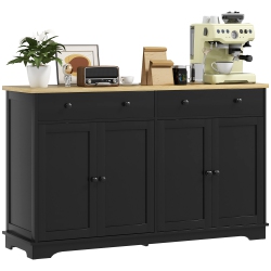 HOMCOM Sideboard Buffet Cabinet \w Storage, 55" Kitchen Cabinet \w Adjustable Shelves, 2 Drawers And 4 Doors, Coffee Bar Cabinet \w Rubberwood