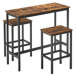 VASAGLE Dining Table Set, Bar Table And Chairs Set, Industrial, Rustic And Black Ulbt218B01 In Brown