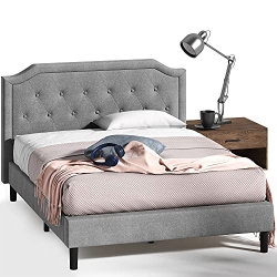 ZINUS Upholstered Scalloped Button Tufted Platform Bed With Wooden Slat Support / Design Award Finalist, King