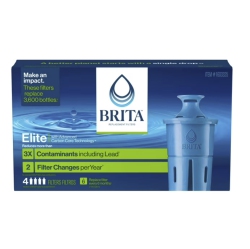 BRITA Elite Replacement Filter, Reduces 30+ Contaminants While Keeping Healthy Minerals, Microplastics, Chromium And Chlorine, Lasts 6 Months, 4