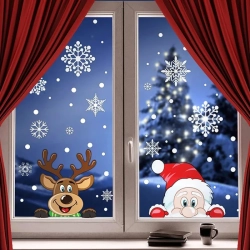 GENER 300 PCs Christmas Snowflake Window Clings - 8 Sheets Xmas Decals for Glass, Santa & Reindeer Decorations