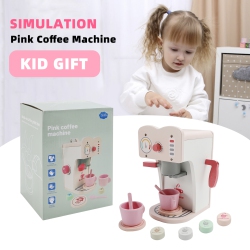TOPTENG Simulation Coffee Machine Play Kitchen Dishes Set Pretend Toy Kid Gift In Pink