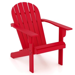 COSTWAY Patio Adirondack Chair With Inclined Seat High Backrest & Wide Armrests