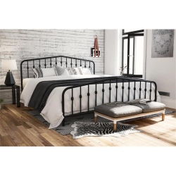 DOREL INDUSTRIES Novogratz Bushwick Metal Bed In King Size Frame In Underbed Storage In In Black