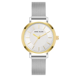 ANNE KLEIN Ladies Round 32MM Watch Two - Tone And Silver Mesh Bracelet Strap In Gold