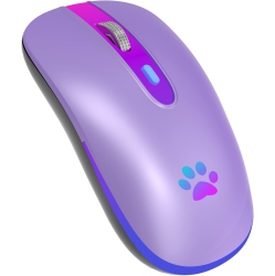NONE Wireless Mouse, Rechargeable Led Wireless Bluetooth Mouse, Portable USB 2.4G Wireless Bluetooth Mice With USB & Type-C Receiver In Purple