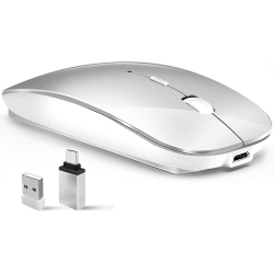 VECELOLIBILIS Wireless Mouse for Laptop, Bluetooth Mouse for Macbook Pro/mac/ipad/computer, Silent Cordless Mouse \w USB C Adapter, Rechargeale Dual