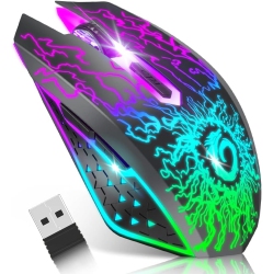 VECELOLIBILIS Wireless Gaming Mouse, Rechargeable Computer Mouse Mice \w Colorful Led Lights Silent Click 2.4G USB Nano Receiver for PC, Laptop
