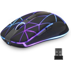 VECELOLIBILIS Wireless Mouse, Computer Mouse With 3 Adjustable Moving Speeds, USB Mouse With 6 Buttons USB Nano Receiver for PC, Laptop, Computer