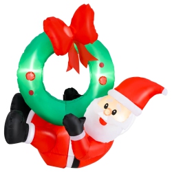 COSTWAY 4 Ft Blow Up Santa Claus With Led Lights & Christmas Wreath Christmas Inflatables