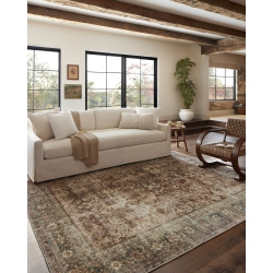LOLOI Magnolia Home By Joanna Gaines X Sinclair Sin-01 Collection Machine Washable Rust/lagoon 7'-6" X 9'-6" Area Rug