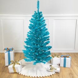 NORTHLIGHT Pre-Lit Medium Artificial Pine Christmas Tree - 4' - - Clear Lights In Turquoise