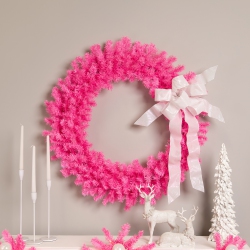 NORTHLIGHT Artificial Pine Christmas Wreath - 36" - - Unlit In Pink