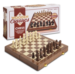 TRADEOPIA 12-Inch Folding Wooden Chess Set – Premium Quality Chess Board With Storage Slots & Chess Pieces | Ideal for Kids & Adults, Ages 6+