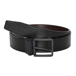 CLUB ROCHELIER Reverisble Leather Belt W/matte Hardware In Black