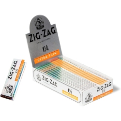 ZIG ZAG Zig-Zag - Ultra Thin Rolling Papers, 1¼ Size, Carton Of 25 Packs, 50 Leafs Per Pack, Lightweight Slow Burning Paper, 100% Natural Gum