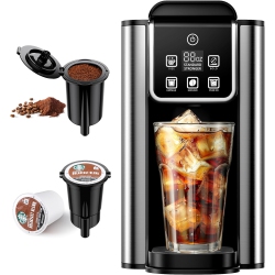 MR. SPARKLE Hot & Iced Coffee Maker \w Bold Setting, Single Serve Coffee Machine Compatible \w K-Cups And Grounds, 6-14 OZ Brew Sizes, 50 OZ