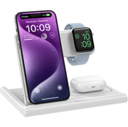 VECELOLIBILIS Fast Wireless Charger Stand 3 In 1, Charging Station for Apple Devices, Iphone 16 15 14 13 12 11 Pro & Max Series, Airpods Pro4, Apple
