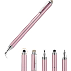VECELOLIBILIS 4-In-1 High Sensitivity Stylus Pen, Stylus Clear Disc Tip Rubber Tip Compatible With Universal Touch Screen Device, Rose Gold In Black