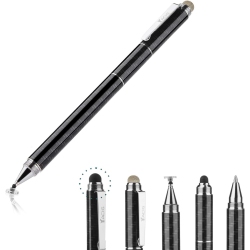 VECELOLIBILIS 4-In-1 High Sensitivity Stylus Pen, Stylus Clear Disc Tip Rubber Tip Compatible With Universal Touch Screen Device In Black