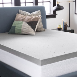 LUCID 3 Inch Bamboo Memory Foam Mattress Topper, Queen In Charcoal