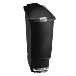 SIMPLEHUMAN 40 Liter / 10.6 Gallon Slim Kitchen Step Trash Can With Secure Slide Lock Plastic In Black