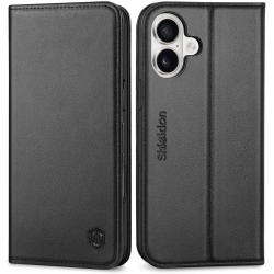 HLD Iphone 16 Plus 6.7" 2024, Genuine Leather Flip Wallet Case \w Kickstand Rfid Blocking Card Holder Magnetic Case Compatible \w Iphone 16 Plus 5G -