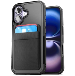 HLD Iphone 16 Plus Wallet Case (Compatible With Magsafe) Protective Phone Cover, And Strong Magnetic Stretchy Card Holder (Black)