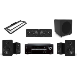 ONKYO KANTO Onkyo 7.2 Ch 8K Earc Receiver | Kanto Speakers | 5.1 Ch Home Theatre System (Black) W/ Center Channel Speaker Stand & 100Ft 14 Gauge Ofc