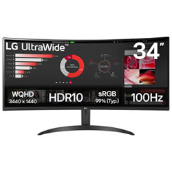 LG 34" 1440p WQHD 100Hz 5ms GTG Curved VA LED FreeSync Gaming Monitor (34WR50QK-B) - Black