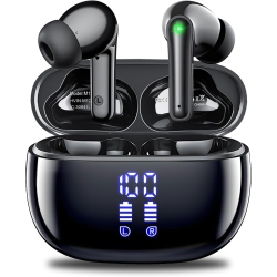 VECELOLIBILIS Bluetooth 5.3 Headphones Wireless Earbuds, \w Led Power Display Charging Case, Waterproof Deep Bass Stereo Earphones \w Mic for Android