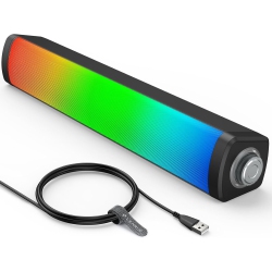 VECELOLIBILIS Computer Speakers With Touch Lights for Desktop Monitor, Volume Konb, USB Wired Powered And Audio for Laptop, Computer, PC