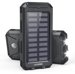 LICORNE Solar Charger Power Bank Fast Charging - 30000Mah Portable Solar Phone Y Panel Charger, Qc3.0 Dual USB Port Rechargeable Battery Batteries