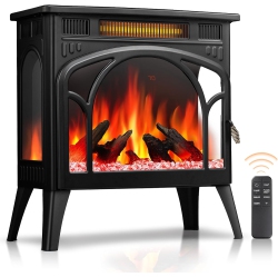 ZAFRO Electric Fireplace Heater W/remote, 24" Portable Infrared Fireplace Stove W/multiple 3D Flame, Adjustable Temp & Brightness, Timer 5100Btu